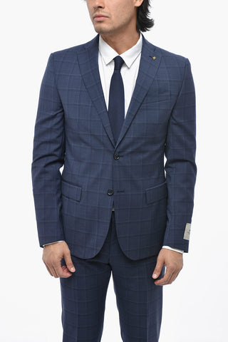 CC COLLECTION Virgin Wool Suit with Check Pattern