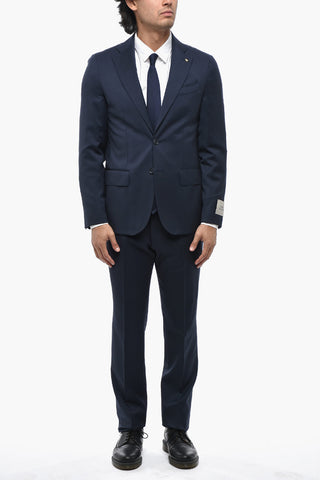 CC COLLECTION Single-Breasted Virgin Wool Suit with Flap Pockets