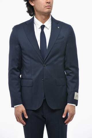 CC COLLECTION Single-Breasted Virgin Wool Suit with Flap Pockets