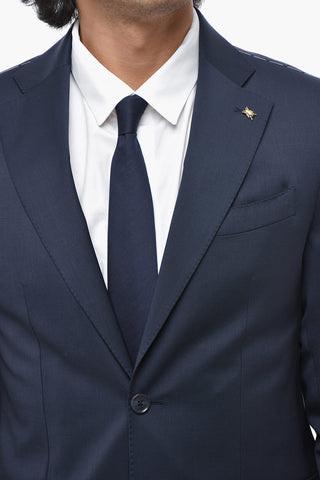 CC COLLECTION Single-Breasted Virgin Wool Suit with Flap Pockets