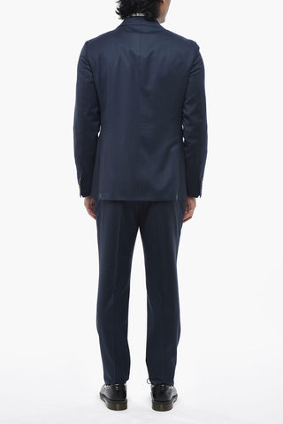 CC COLLECTION Single-Breasted Virgin Wool Suit with Flap Pockets