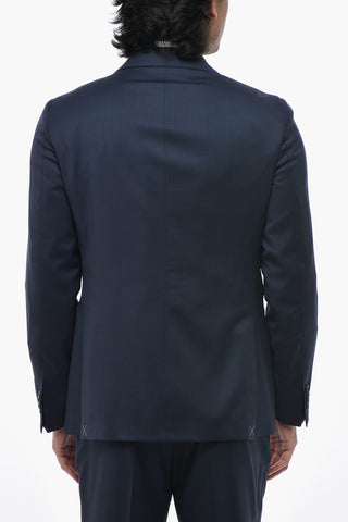 CC COLLECTION Single-Breasted Virgin Wool Suit with Flap Pockets