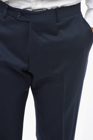 CC COLLECTION Single-Breasted Virgin Wool Suit with Flap Pockets