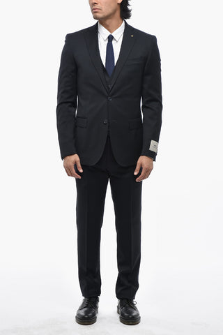 CC COLLECTION 3-Piece Virgin Wool Suit With Classic Notch Lapel