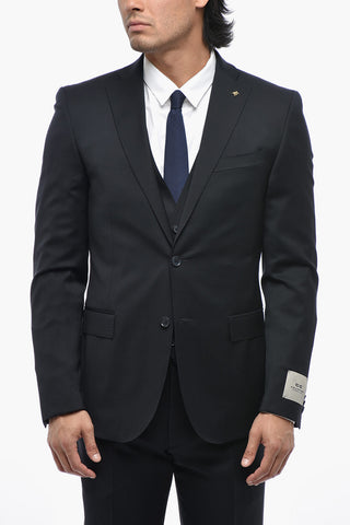 CC COLLECTION 3-Piece Virgin Wool Suit With Classic Notch Lapel