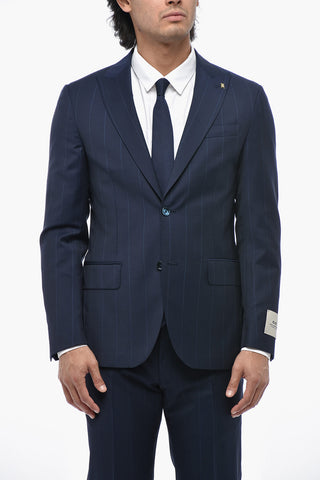 CC COLLECTION 울 핀스트라이프 수트 피크 라펠