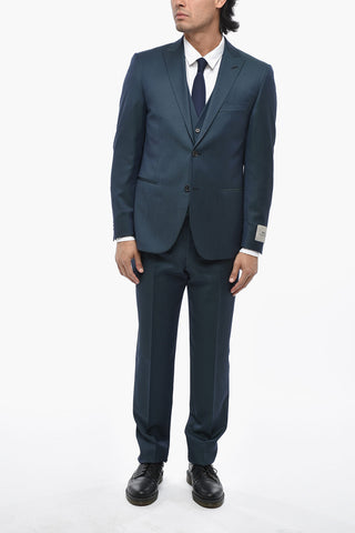 CC COLLECTION 3-Piece Virgin Wool Suit With Welt Pockets