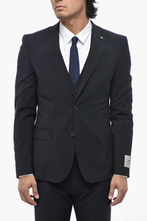 CC COLLECTION 3-Piece Stretch Wool Suit With Flap Pockets
