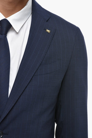 CC COLLECTION Abito Gessato in Misto Lana con Rever Classico