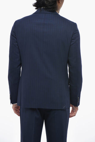 CC COLLECTION Pinstripe Wool-Blend Suit with Classic Lapel