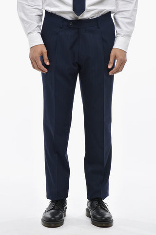 CC COLLECTION Pinstripe Wool-Blend Suit with Classic Lapel
