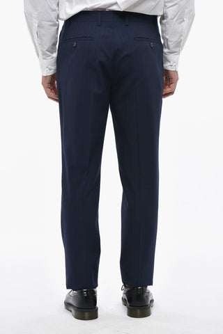 CC COLLECTION Pinstripe Wool-Blend Suit with Classic Lapel