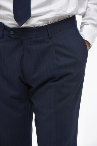 CC COLLECTION Pinstripe Wool-Blend Suit with Classic Lapel