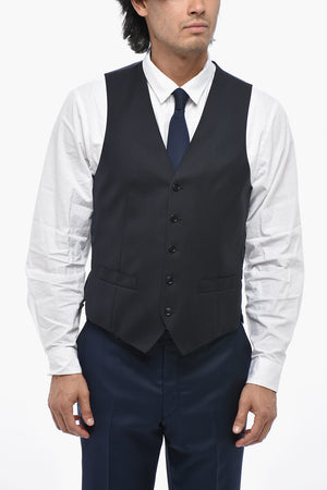 Virgin Wool Waistcoat with Jetted Pockets