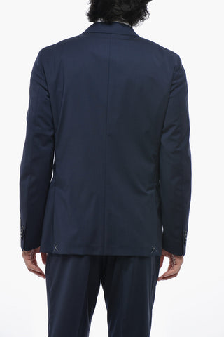 CC COLLECTION Doppelreiheranzug aus Stretchwolle mit spitzem Revers