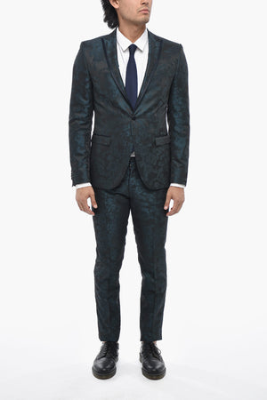 CC COLLECTION Abito in Misto Lana Damascato con Dettagli in Satin