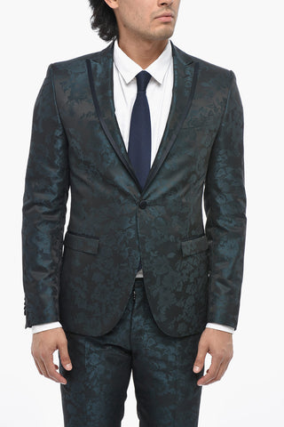 CC COLLECTION Damask Wool-Blend Suit with Satin Details