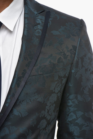 CC COLLECTION Abito in Misto Lana Damascato con Dettagli in Satin