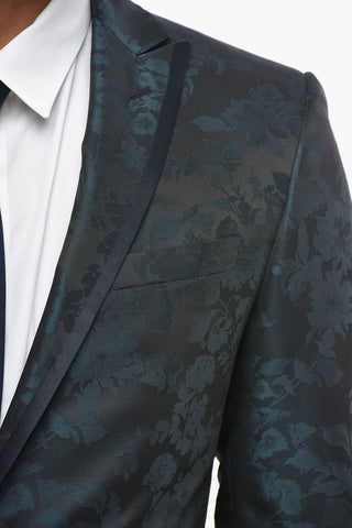 CC COLLECTION Damask Wool-Blend Suit with Satin Details