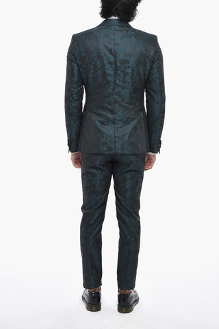 CC COLLECTION Damask Wool-Blend Suit with Satin Details