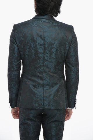 CC COLLECTION Damask Wool-Blend Suit with Satin Details