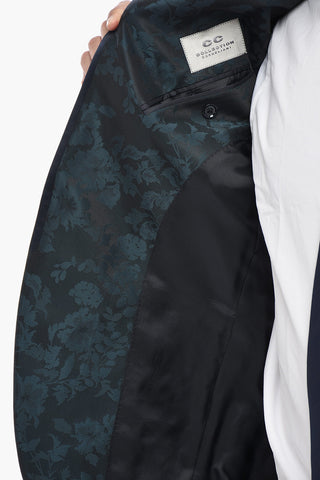 CC COLLECTION Damask Wool-Blend Suit with Satin Details