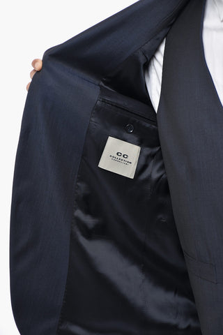 CC COLLECTION 3-Piece Virgin Wool Suit With Peak Lapel