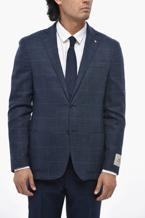 CC COLLECTION Halbgefütterter Blazer aus Wollmix im Windowpane-Karo