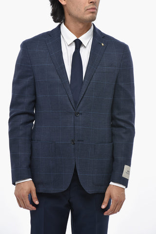 CC COLLECTION Halbgefütterter Blazer aus Wollmix im Windowpane-Karo