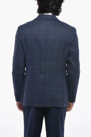 CC COLLECTION Halbgefütterter Blazer aus Wollmix im Windowpane-Karo