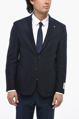 CC COLLECTION Blazer Sfoderato in Lana Vergine con Tasche a Toppa