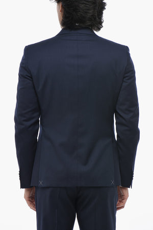 CC COLLECTION 3-Piece Virgin Wool Suit With Peak Lapel