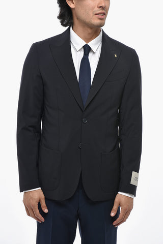 CC COLLECTION Half-Lined Stretch Wool Blazer with Peak Lapel