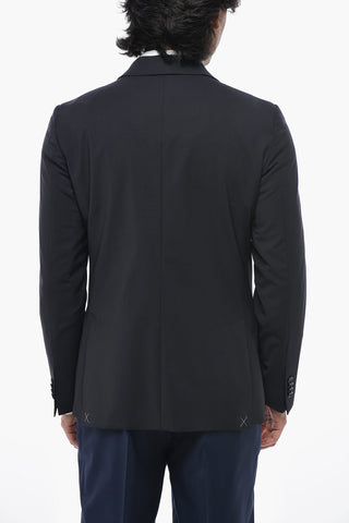 CC COLLECTION Half-Lined Stretch Wool Blazer with Peak Lapel