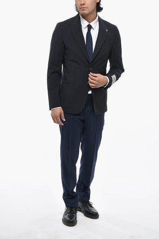 CC COLLECTION Half-Lined Stretch Wool Blazer with Peak Lapel