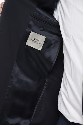 CC COLLECTION Half-Lined Stretch Wool Blazer with Peak Lapel