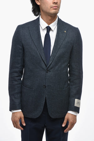 CC COLLECTION Halbgefütterter Blazer aus Leinenmischung mit Spitzrevers