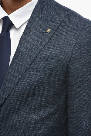 CC COLLECTION Halbgefütterter Blazer aus Leinenmischung mit Spitzrevers