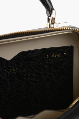 Handtasche Aus Zweifarbigem Leder Mit Standfüßchen