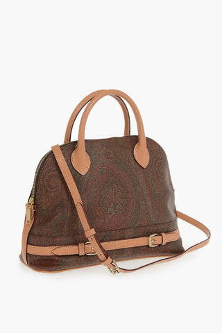 Jacquard-Pattern Leather Handbag