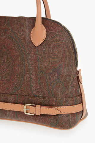Jacquard-Pattern Leather Handbag