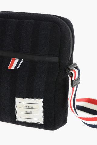 Wool Cloth Shoulder Bag with Iconic Strap