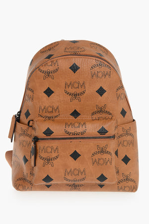 Zaino in Pelle Vegan Martellata con Logo All-Over