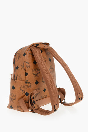 Zaino in Pelle Vegan Martellata con Logo All-Over