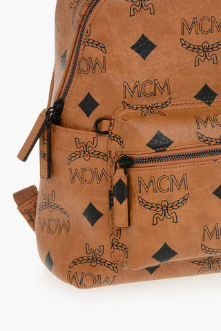 Rucksack Aus Veganem Hammerschlag-Leder Mit Allover-Logo