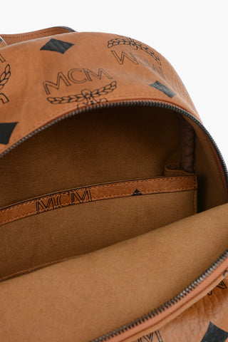 Rucksack Aus Veganem Hammerschlag-Leder Mit Allover-Logo