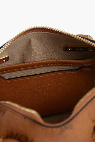 Vegan Leather Mini Barrel Bag With All-Over Logo