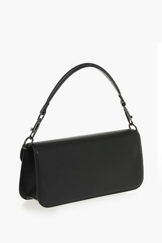 GARAVANI Solid-Color Leather Shoulder Bag with Tone-on-Tone Monogram