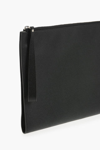 Saffiano Leather Clutch With Zip Closure