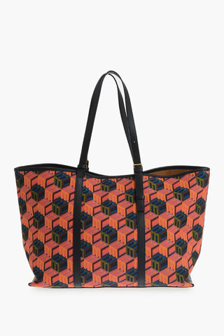 Maxi Tote Bag Mit Abstraktem Motiv Und Lederbesätzen